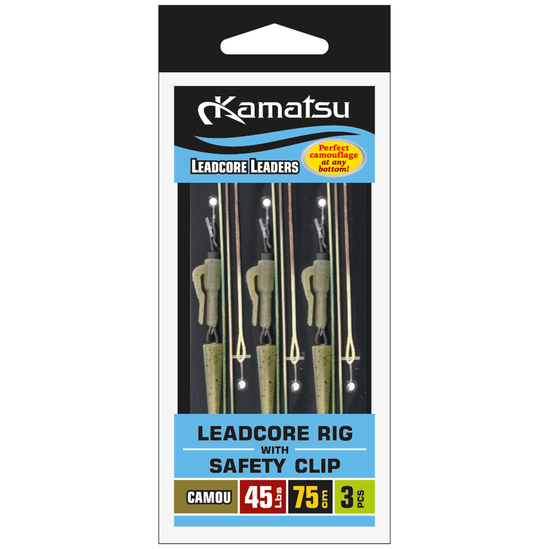 KAMATSU LEADCOR BEZPIECZNY KLIPS CAMOU 75cm 35lbs