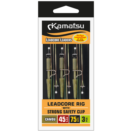 KAMATSU LEADCOR BEZPIECZNY KLIPS STRONG CAMOU 75cm 45LB