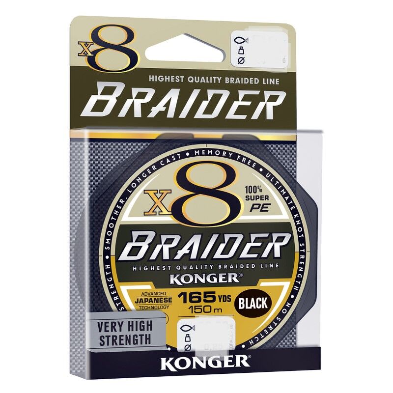 KONGER PLECIONKA X8 BRAIDER BLACK 150m 0,10mm