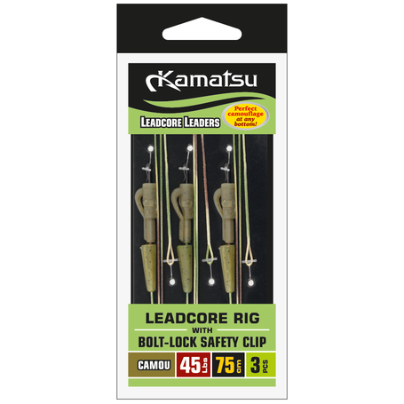 KAMATSU LEADCOR BEZPIECZNY KLIPS BOLT CAMOU 75cm 35lb