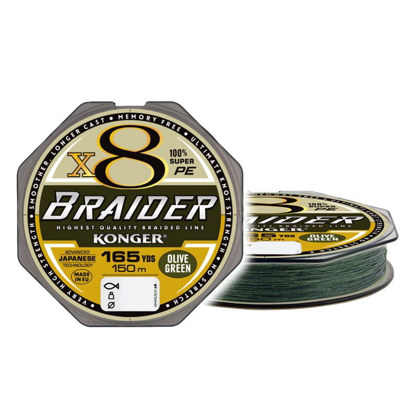 KONGER PLECIONKA X8 BRAIDER OLIVE GREEN 0,08mm 150m