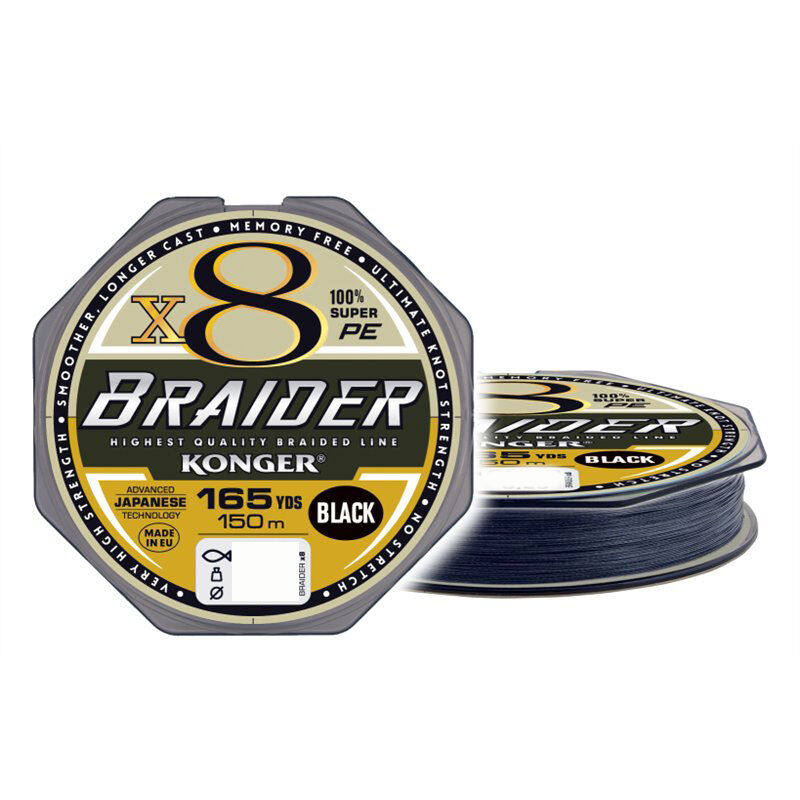 KONGER PLECIONKA X8 BRAIDER BLACK 150m 0,18mm - 2